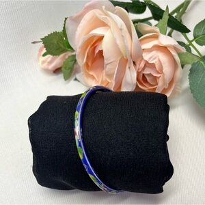 Vintage Blue Enamel Cloisonné Bangle Bracelet